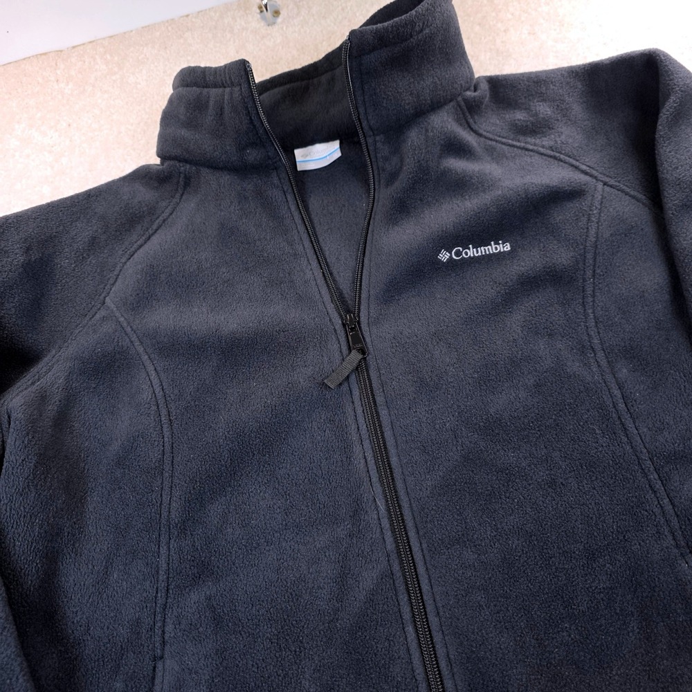Columbia Benton Springs Fleece Jacket Womens 1X Black Full Zip Mock Neck Outdoor